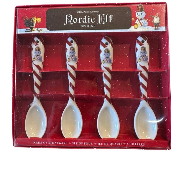 Williams Sonoma Nordic Elf Ceramic Spoon Set NIB - Picture 1 of 4
